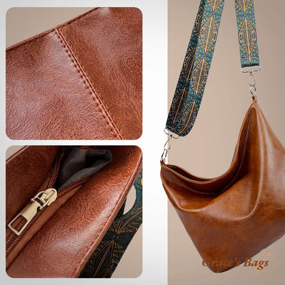 Vintage Charm Eleny | Elegancka vintage skórzana torebka na ramię