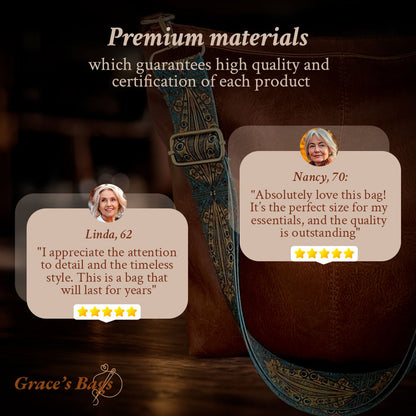 Vintage Charm Eleny | Elegancka vintage skórzana torebka na ramię